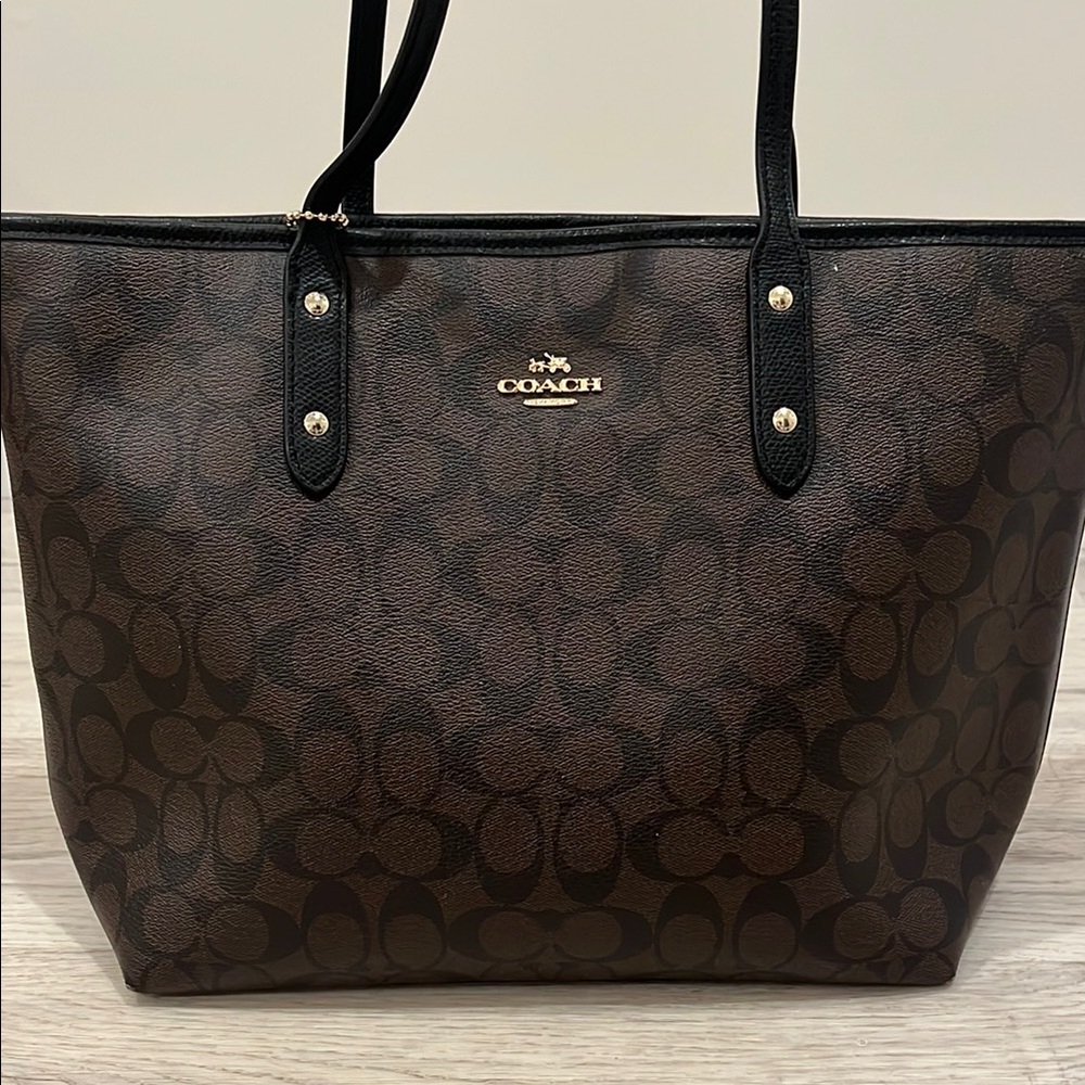 Coach Black and Brown Signature Tote
